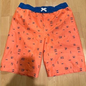 Orange Swim Shorts with Blue Accents